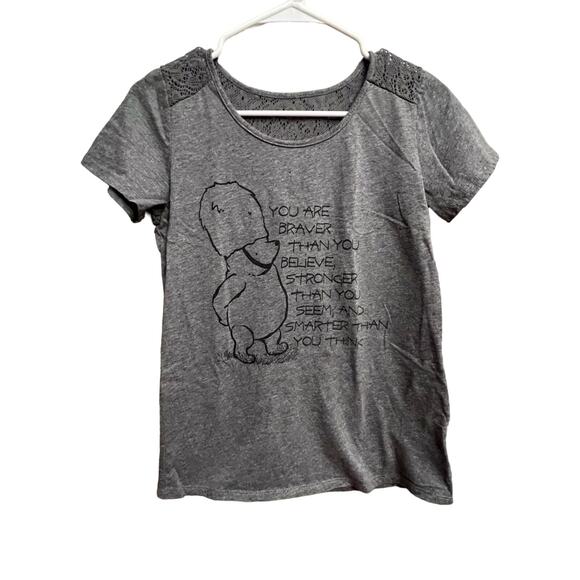 Disney Winnie The Pooh Original T-Shirt You Are Braver Than You Think Small Gray - Picture 1 of 8